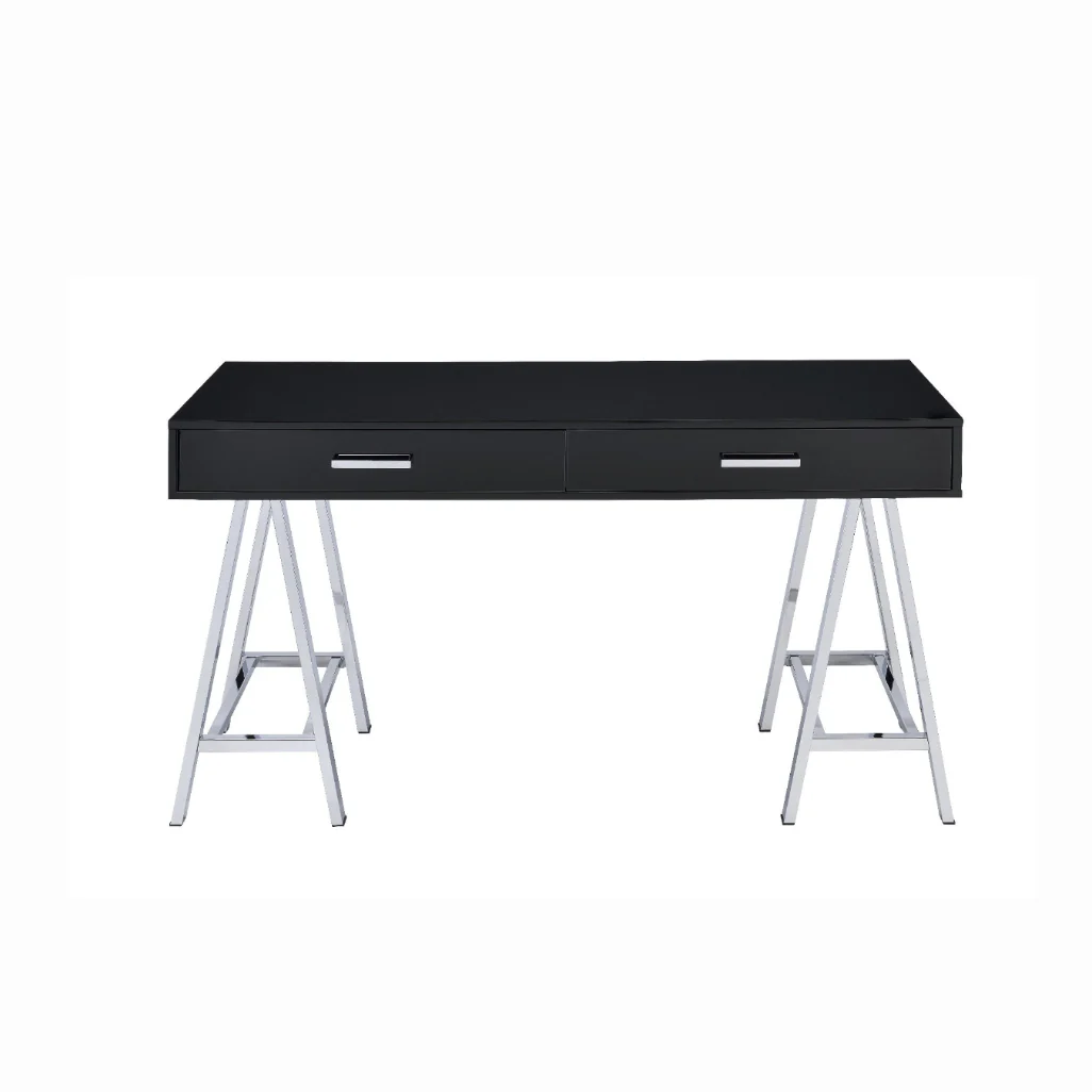 Coleen - Desk - Black High Gloss & Chrome Finish - Funk Metal Works LLC