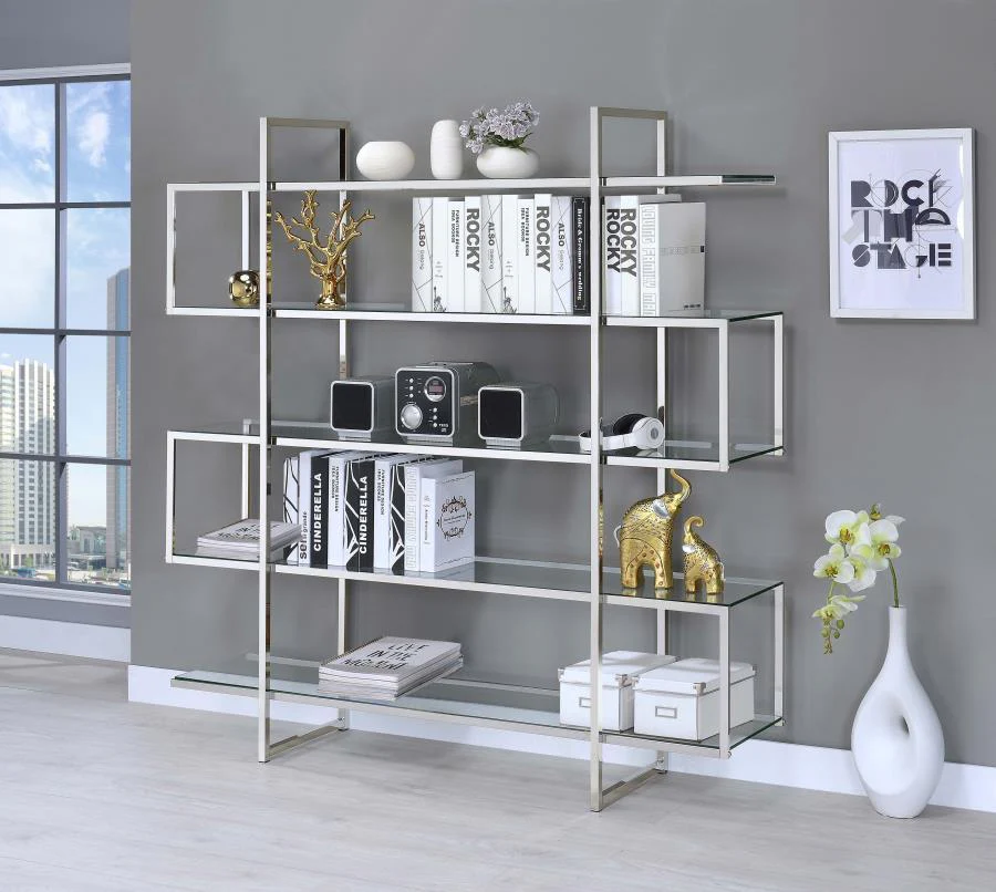 Elmer - 5-Shelf Bookcase - White - Funk Metal Works LLC