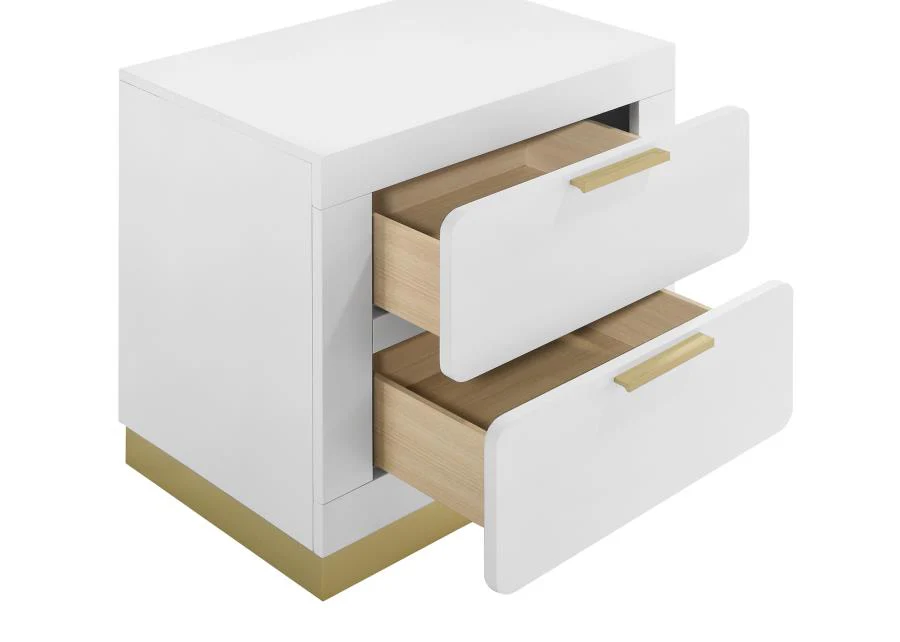 Caraway 2-drawer Nightstand White - Funk Metal Works LLC