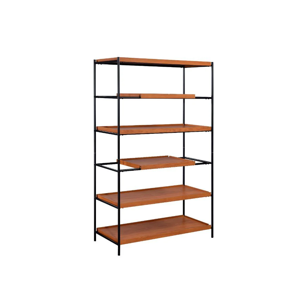 Oaken - Bookshelf - Honey Oak & Black - Funk Metal Works LLC