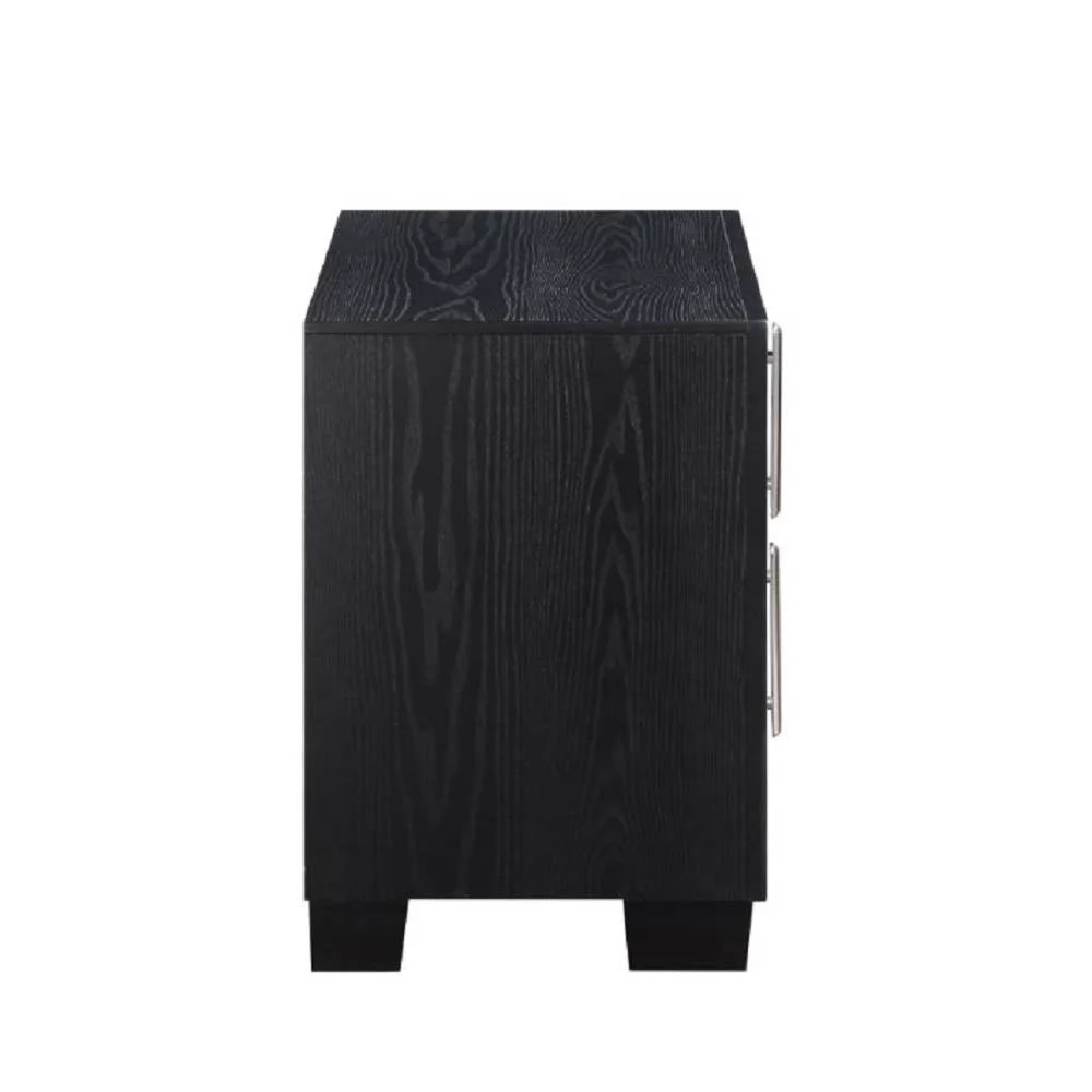 Nicola - Nightstand - Silver PU & Black Finish - Funk Metal Works LLC