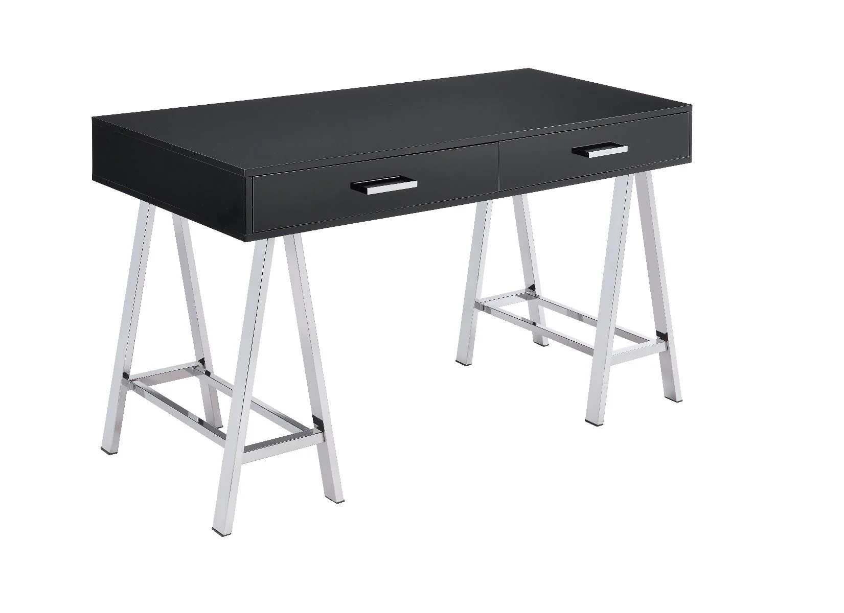 Coleen - Desk - Black High Gloss & Chrome Finish - Funk Metal Works LLC