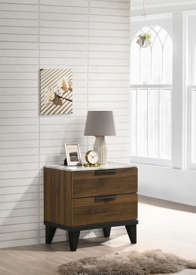 Mays 2-drawer Nightstand Walnut - Funk Metal Works LLC