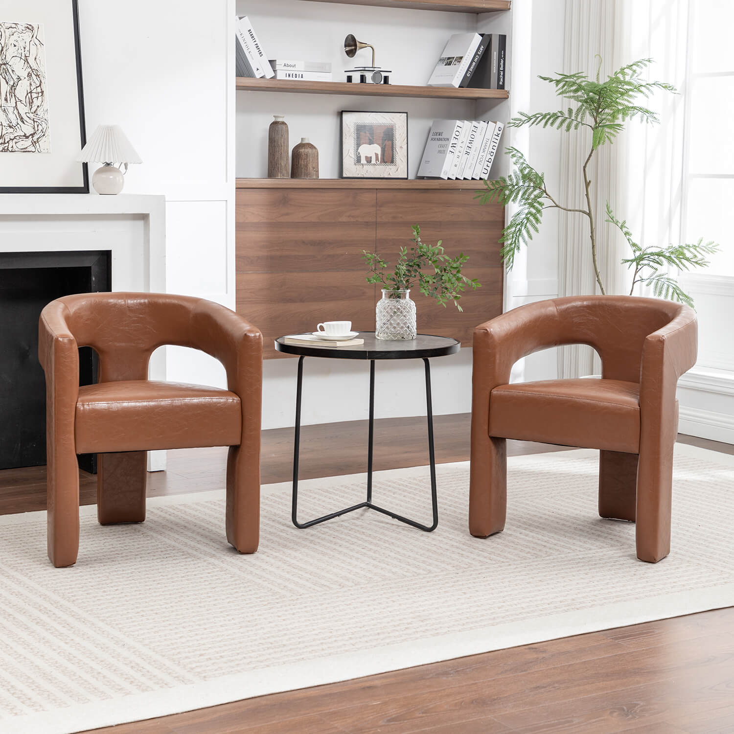 SEYNAR Modern Glam PU Leather Upholstered Dining Chair - Funk Metal Works LLC