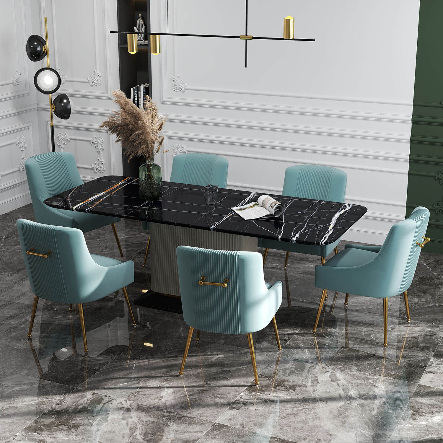 SEYNAR Modern Glam Velvet Dining Chair Set of 2/4/6 with Rear Handle - Funk Metal Works LLC