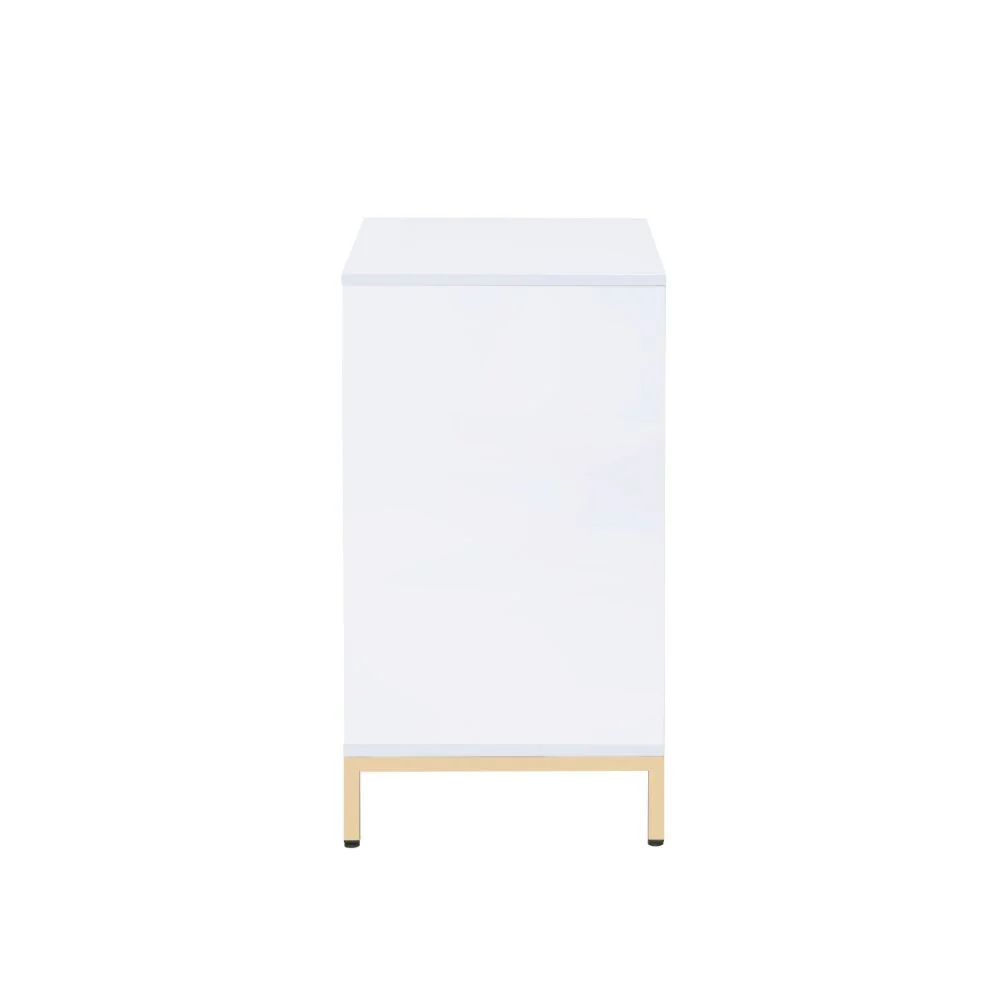 Ottey - Cabinet - White High Gloss & Gold - Funk Metal Works LLC