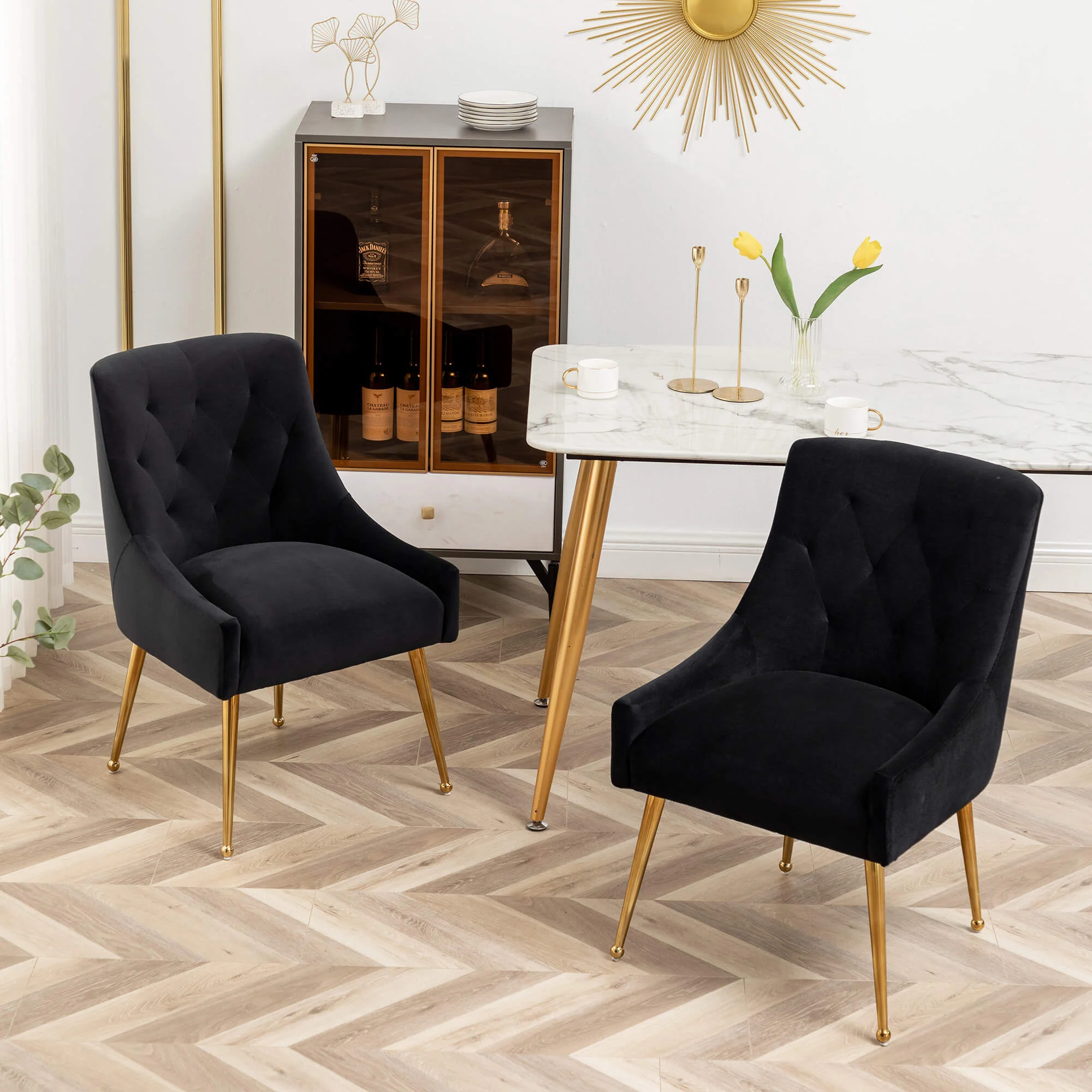 SEYNAR Modern Dining Chairs Set of 2/4/6, Upholstered Accent Chair Tufted Back Armless Chair with Back Pull - Funk Metal Works LLC