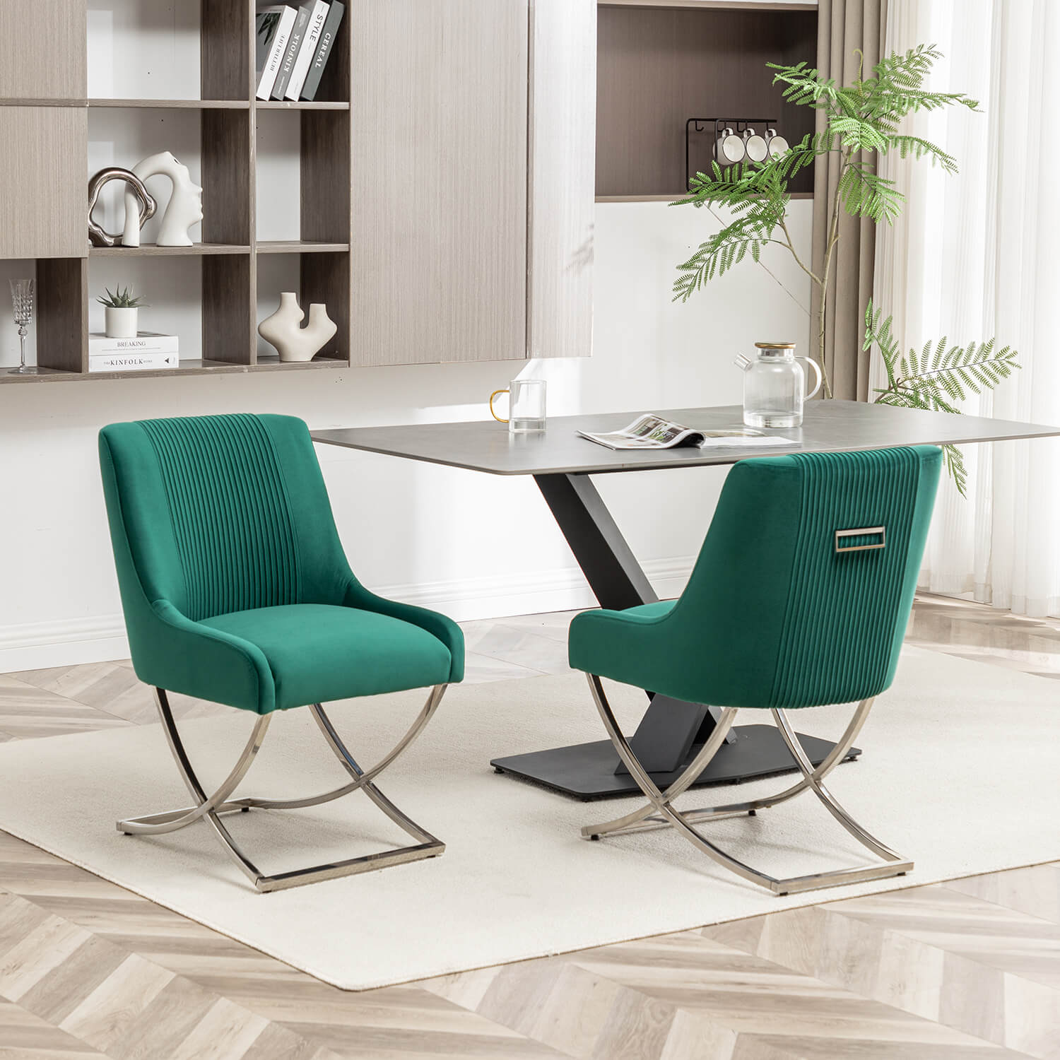 SEYNAR Contempoary Velvet Dining Chair Set of 2/4/6 with Metal Frame Legs and Back Pull - Funk Metal Works LLC