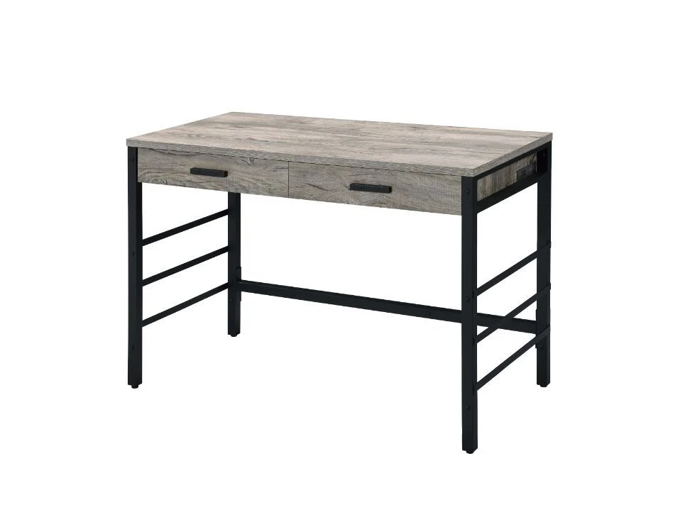 Disho - Desk - Light Weathered Oak & Black Finish - Funk Metal Works LLC