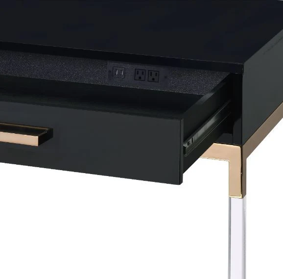 Adiel - Desk - Black & Gold Finish - Funk Metal Works LLC