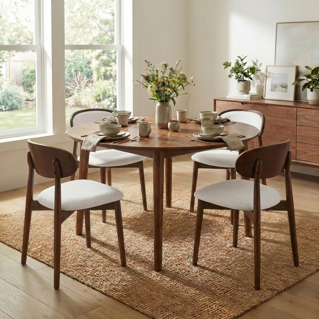 SEYNAR Set of 2/4/6 Mid-Century Modern Chenille Dining Chairs with Solid Wood Frame - Funk Metal Works LLC