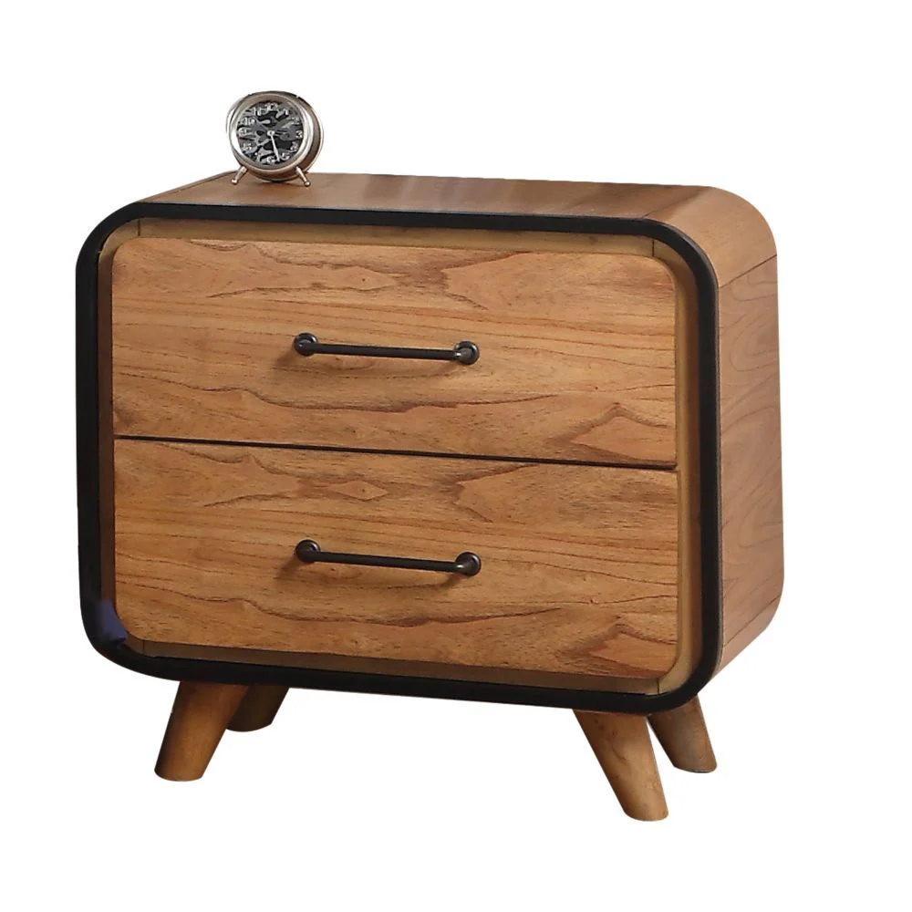Carla - Nightstand - Oak & Black - Funk Metal Works LLC