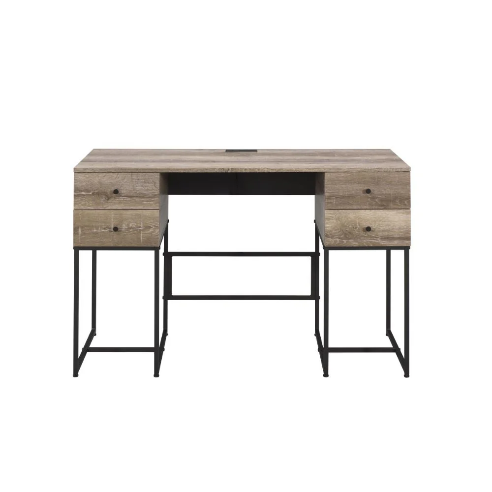Desirre - Desk - Rustic Oak & Black - Funk Metal Works LLC