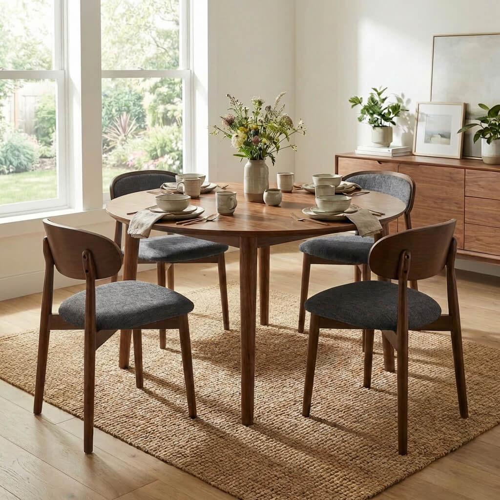 SEYNAR Set of 2/4/6 Mid-Century Modern Chenille Dining Chairs with Solid Wood Frame - Funk Metal Works LLC