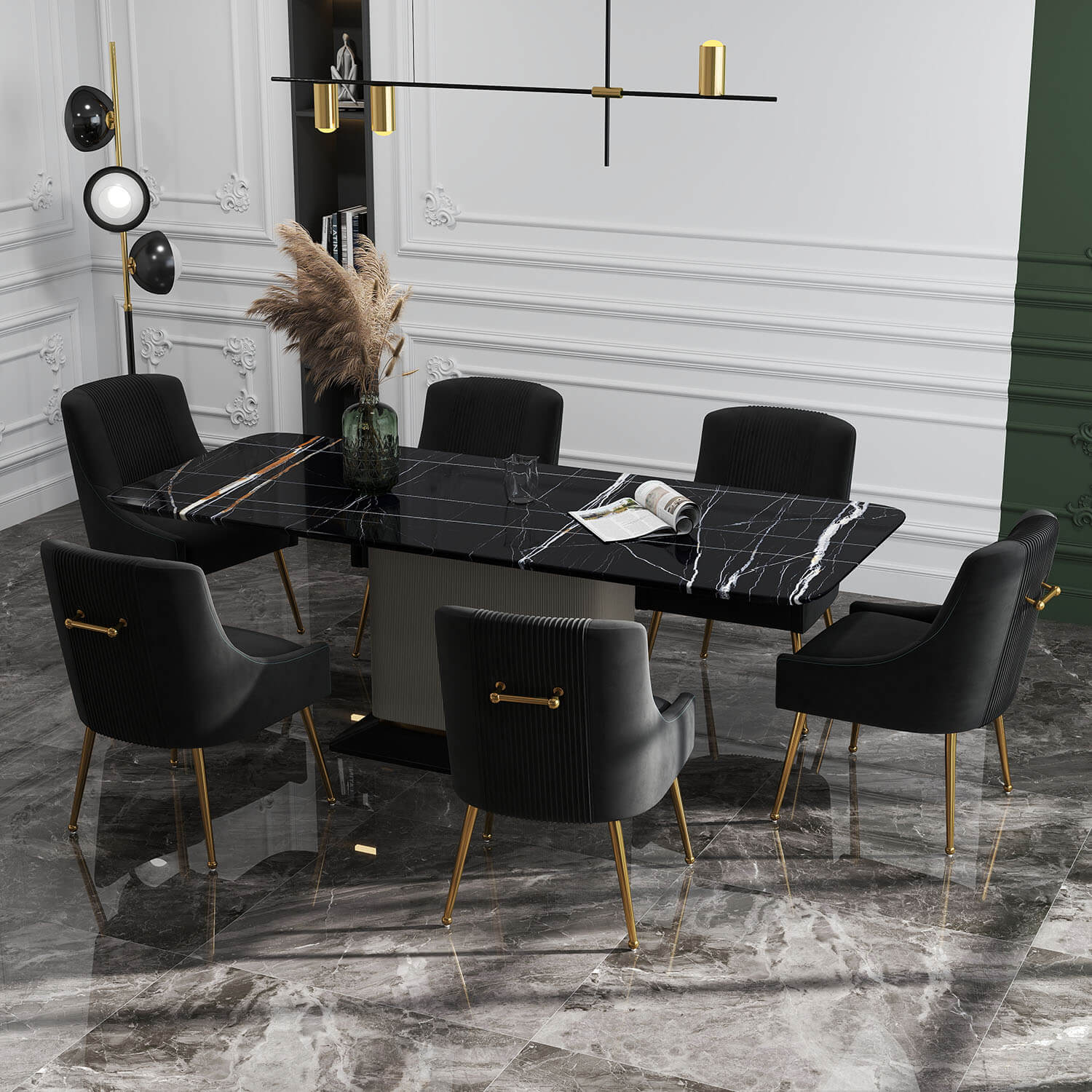 SEYNAR Modern Glam Velvet Dining Chair Set of 2/4/6 with Rear Handle - Funk Metal Works LLC
