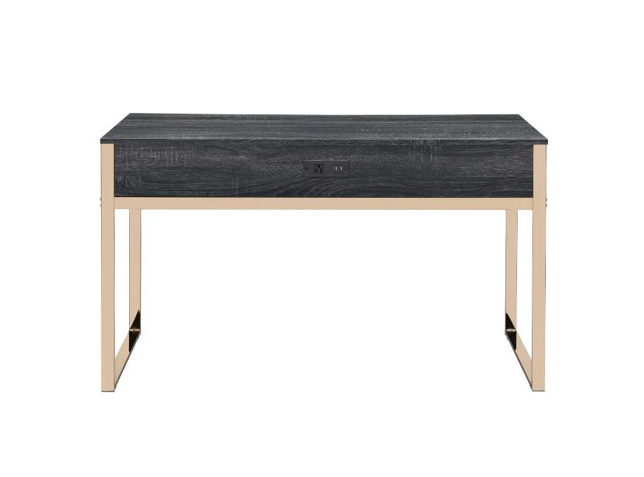 Perle - Writing Desk - Champagne Gold & Black Finish - Funk Metal Works LLC