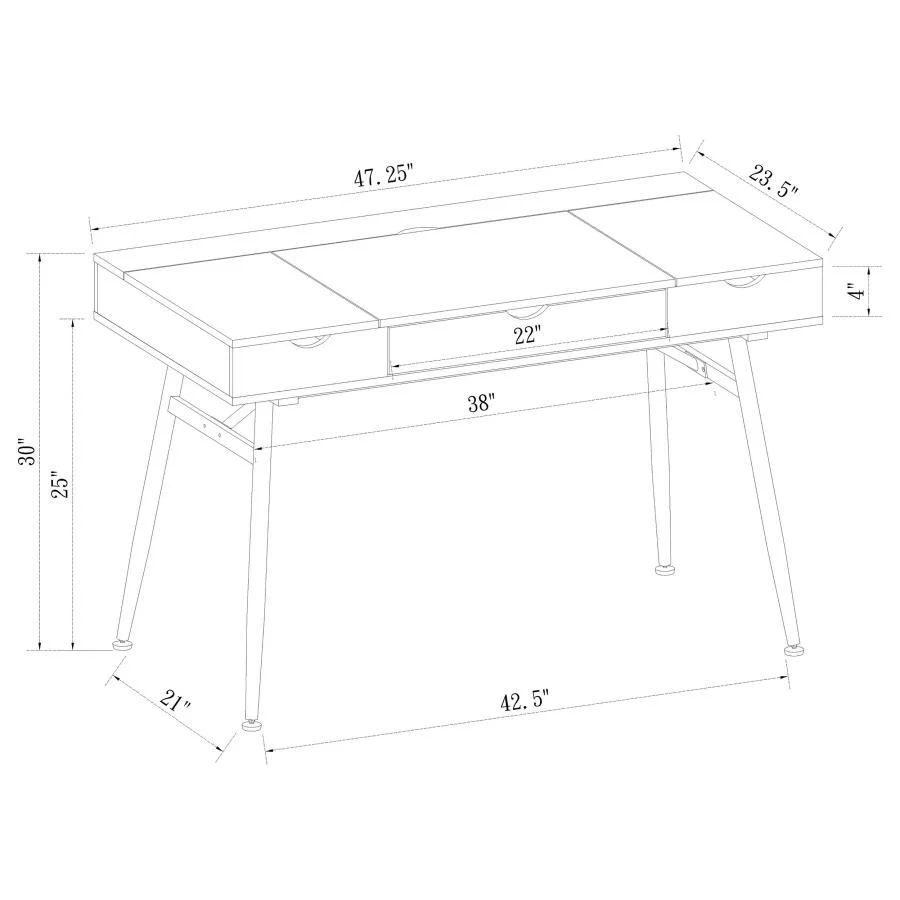 Rafael - Writing Desk - Light Brown - Funk Metal Works LLC