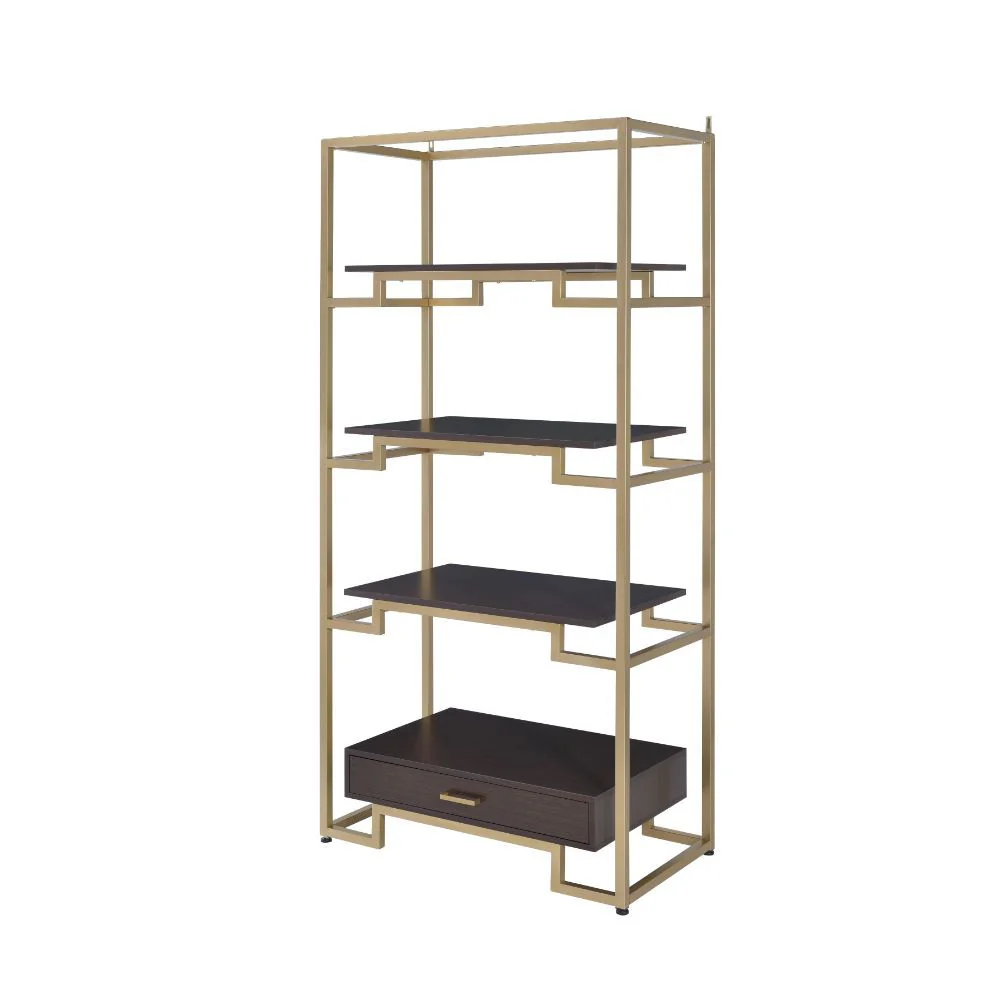 Yumia - Bookshelf - Gold & Clear Glass - Funk Metal Works LLC