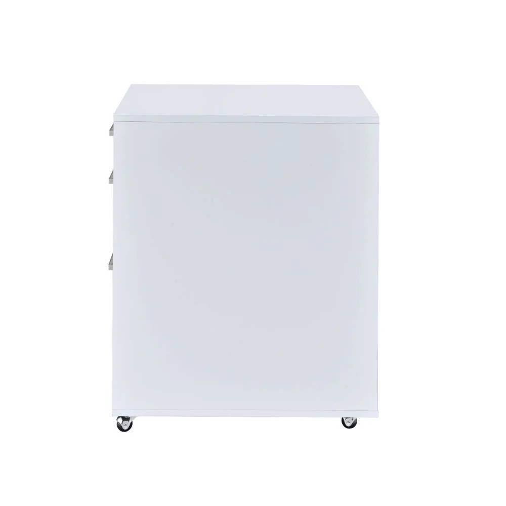 Coleen - File Cabinet - White High Gloss & Chrome - Funk Metal Works LLC