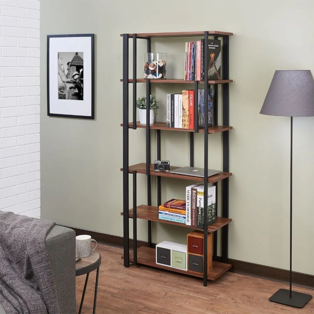 Sara - Bookshelf - Walnut & Sandy Black - Funk Metal Works LLC