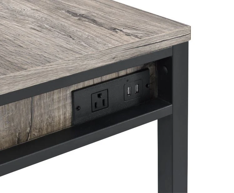 Disho - Desk - Light Weathered Oak & Black Finish - Funk Metal Works LLC