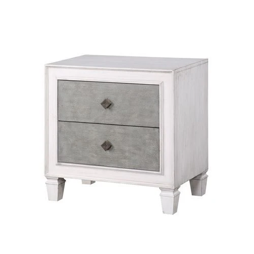 Katia - Nightstand - Rustic Gray & White Finish - Funk Metal Works LLC