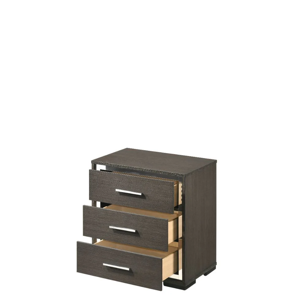 Escher - Nightstand - Gray Oak - Funk Metal Works LLC