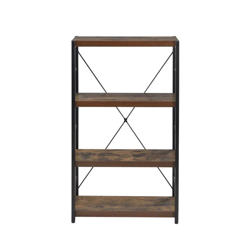 Bob - Bookshelf - Weathered Oak & Black - Funk Metal Works LLC