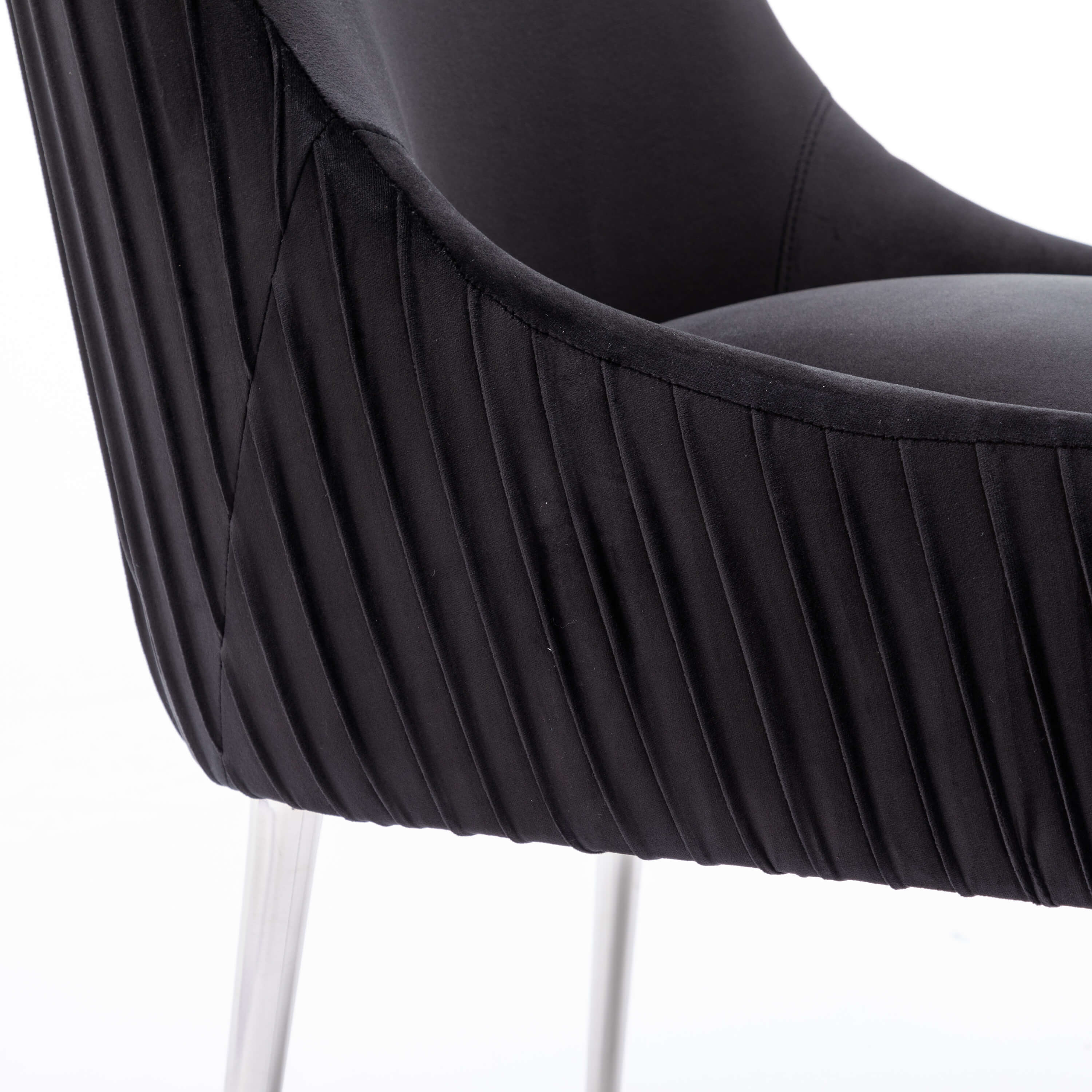 SEYNAR Modern Velvet Pleated Finish Back Dining Chair Set of 2/4/6 with Rear Handle - Funk Metal Works LLC