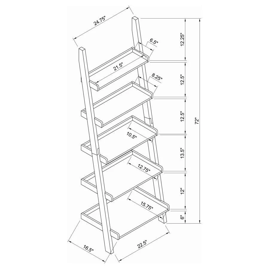 Colella - 5-Shelf Ladder Bookcase - Brown - Funk Metal Works LLC