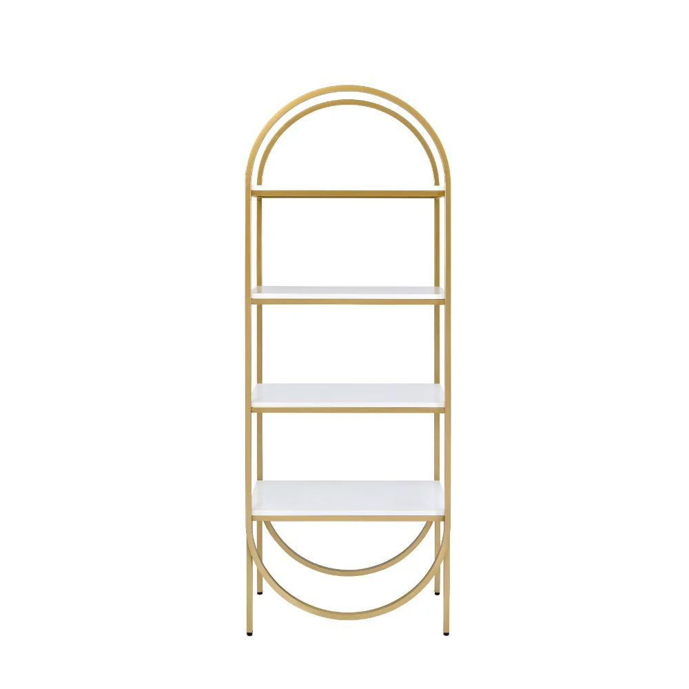 Lightmane - Bookshelf - White High Gloss & Gold - Funk Metal Works LLC