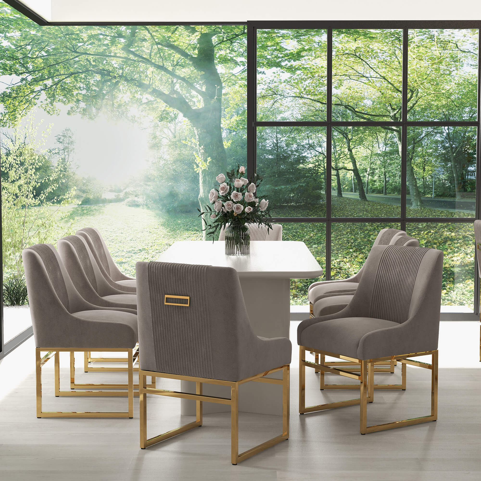 SEYNAR Contempoary Velvet Dining Chair with Metal Frame Legs, set of 2/4/6/8 - Funk Metal Works LLC