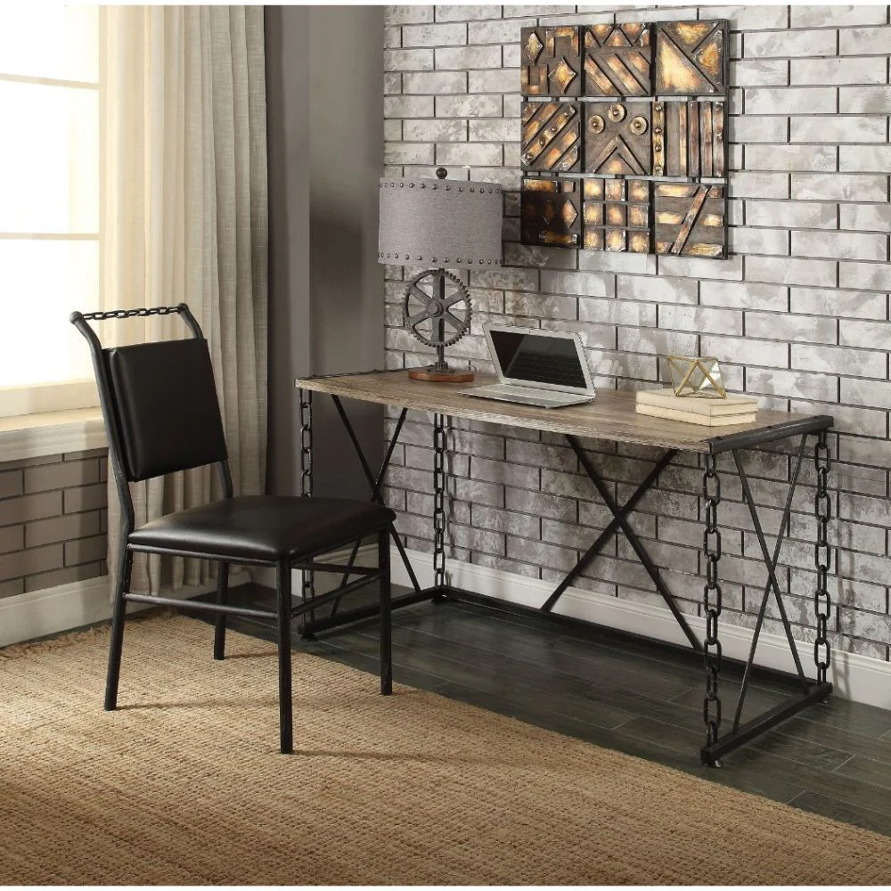 Jodie - Desk - Rustic Oak & Antique Black - Funk Metal Works LLC