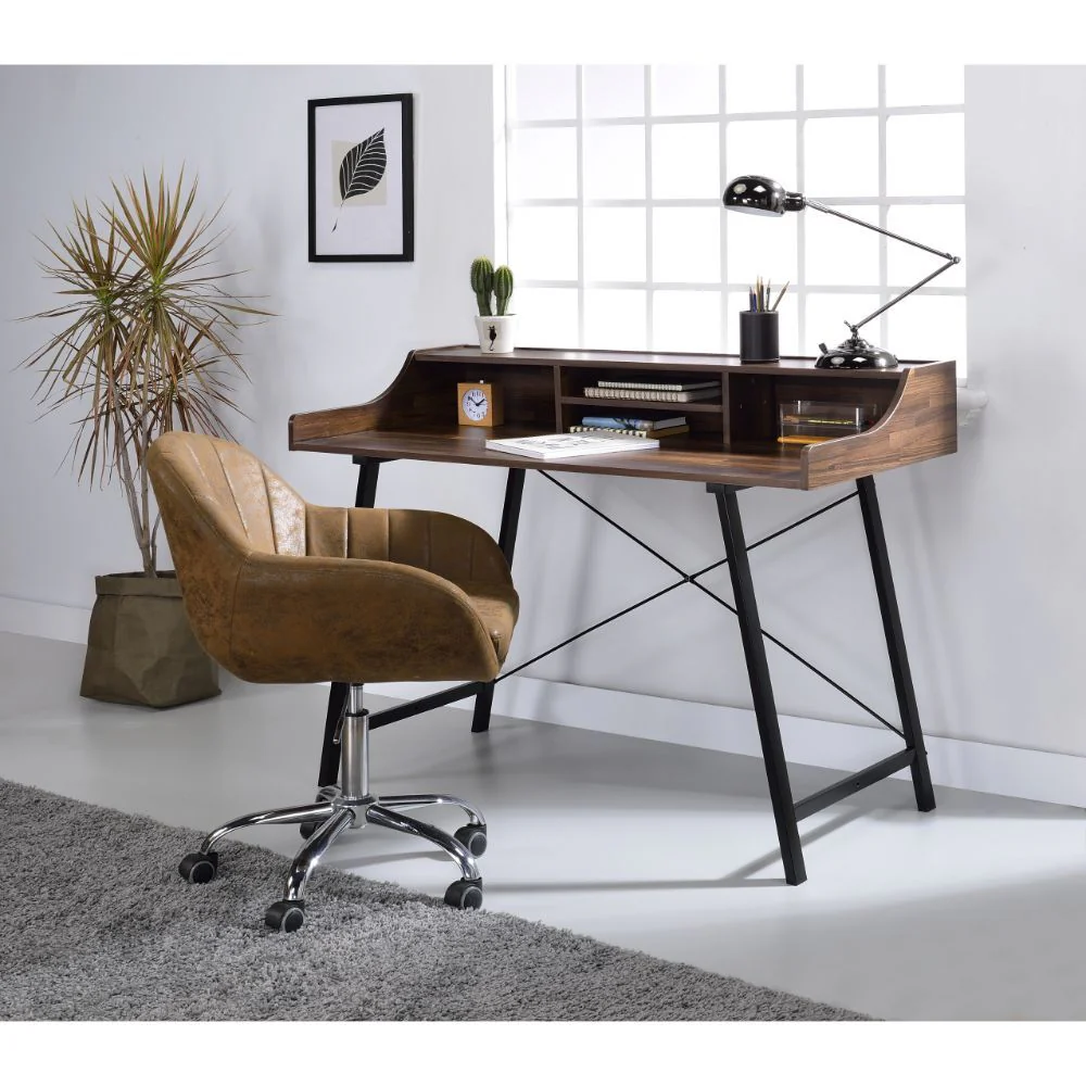 Sange - Desk - Walnut & Black - Funk Metal Works LLC