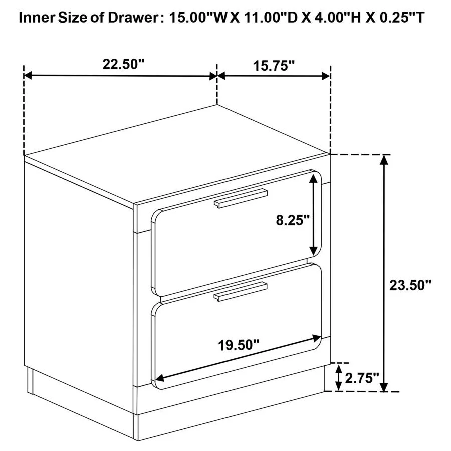 Caraway 2-drawer Nightstand White - Funk Metal Works LLC