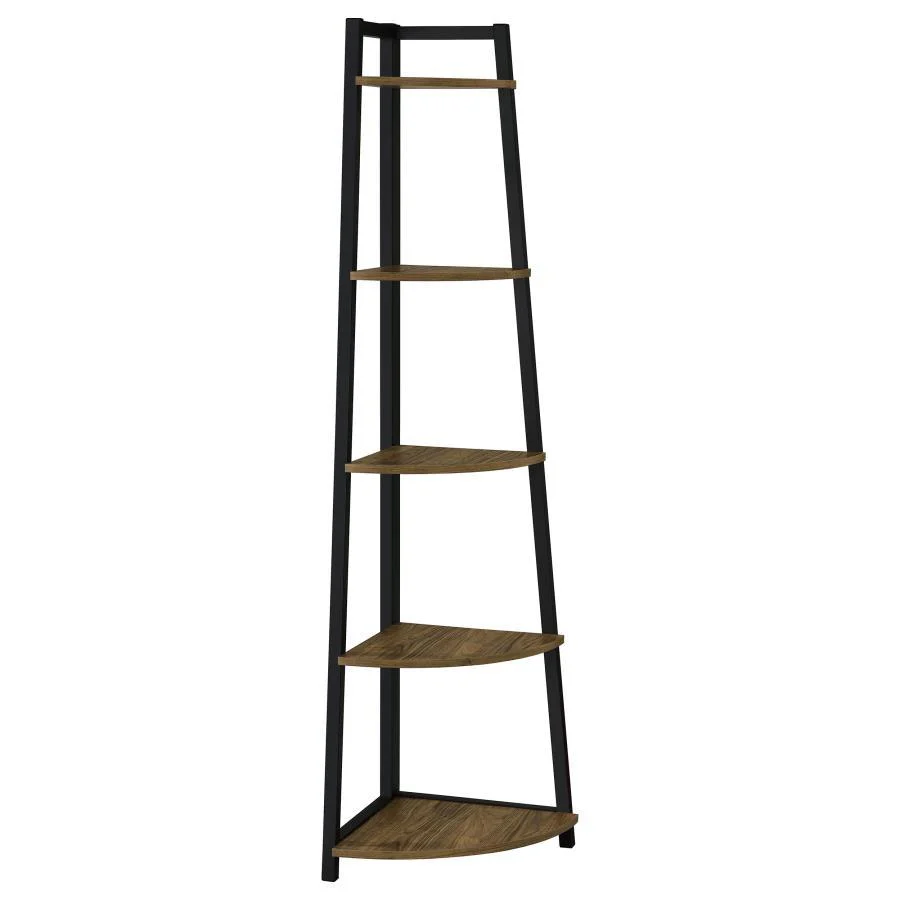 Jacksonville - Corner Bookcase - Brown - Funk Metal Works LLC