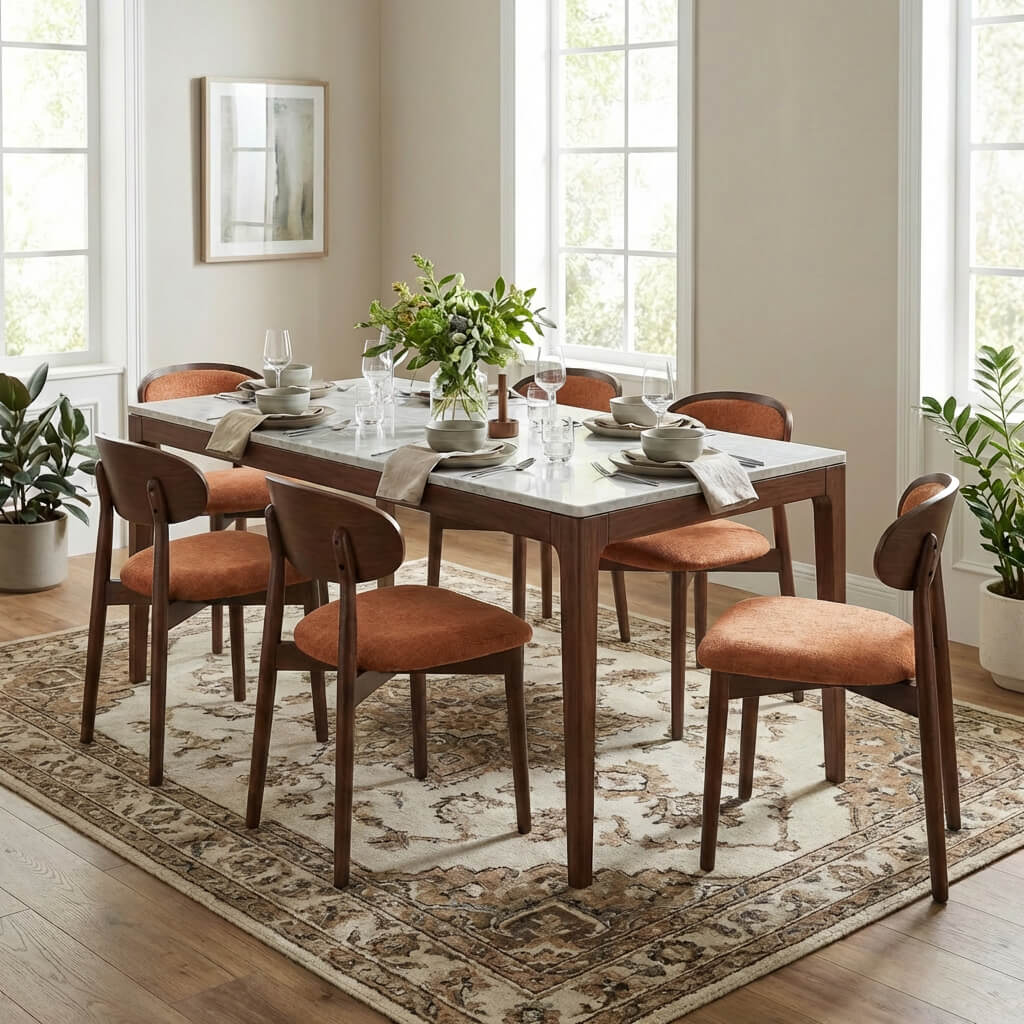 SEYNAR Set of 2/4/6 Mid-Century Modern Chenille Dining Chairs with Solid Wood Frame - Funk Metal Works LLC