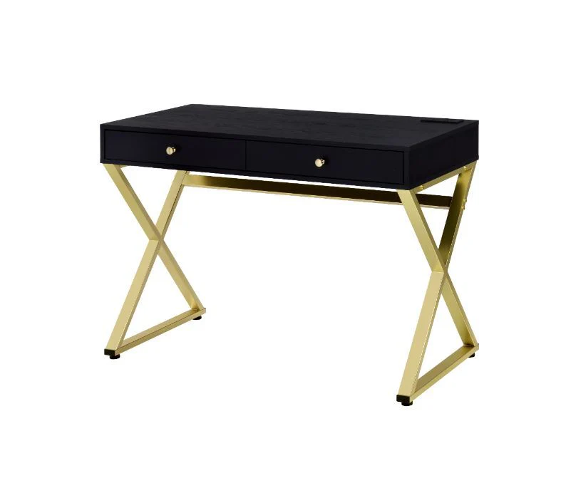Coleen - Desk - Black & Brass Finish - Funk Metal Works LLC