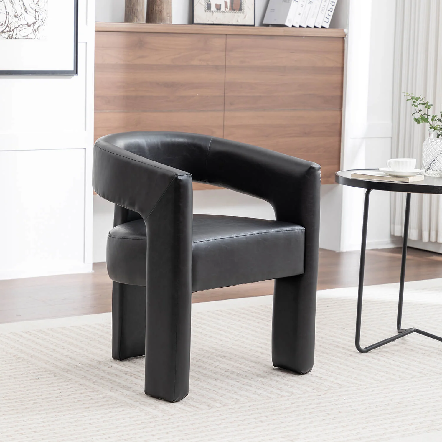 SEYNAR Modern Glam PU Leather Upholstered Dining Chair - Funk Metal Works LLC