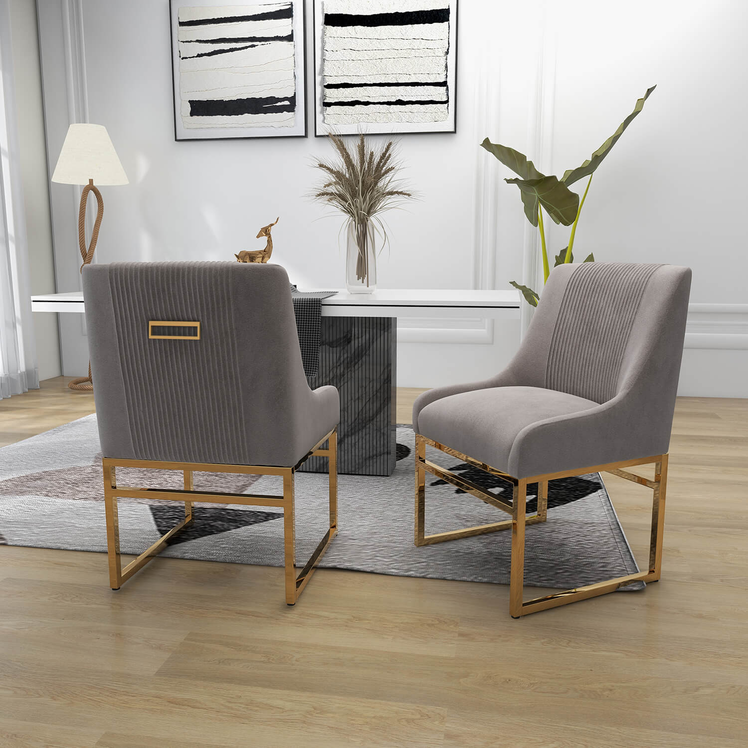 SEYNAR Contempoary Velvet Dining Chair with Metal Frame Legs, set of 2/4/6/8 - Funk Metal Works LLC