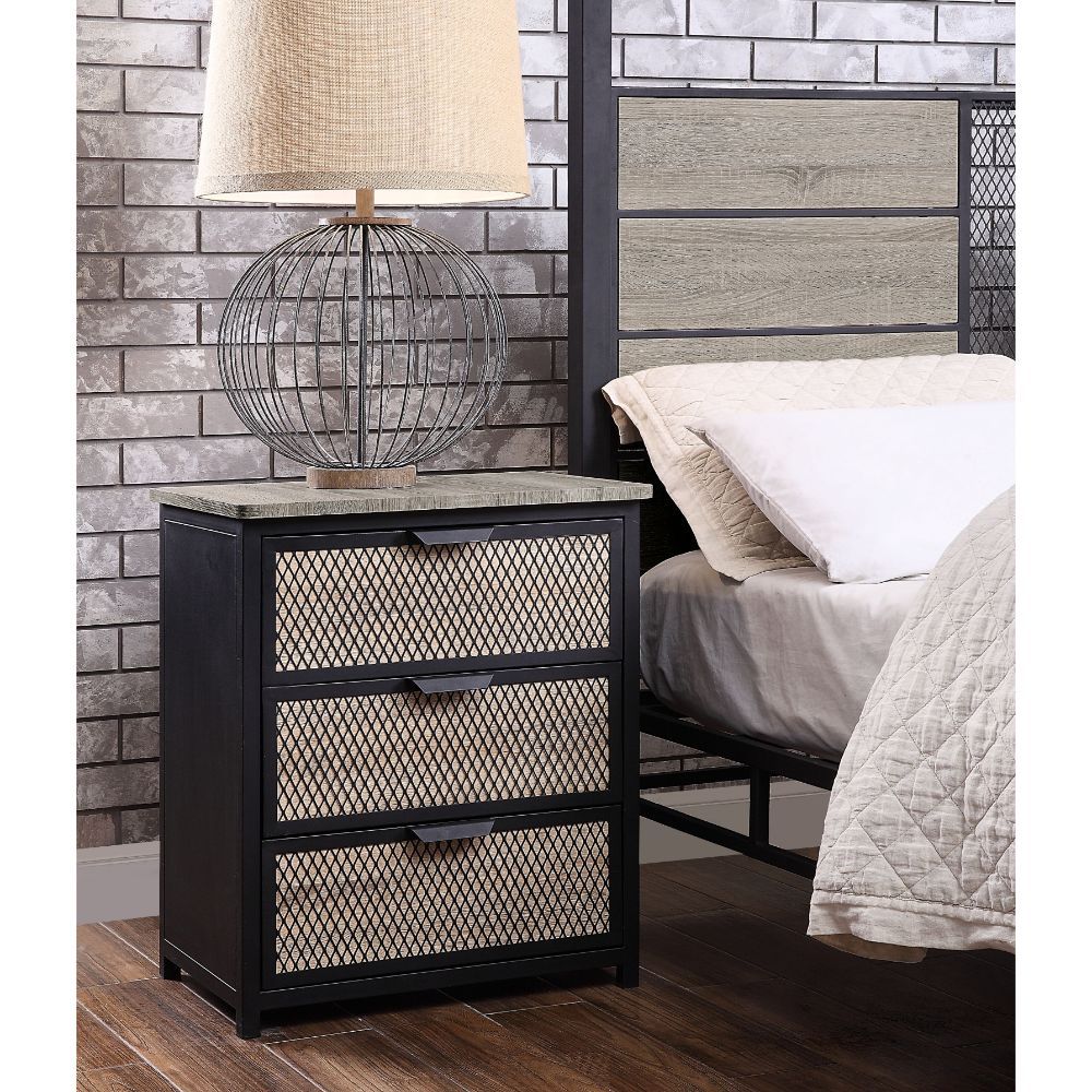 Baara - Nightstand - Natural & Sandy Gray - Funk Metal Works LLC