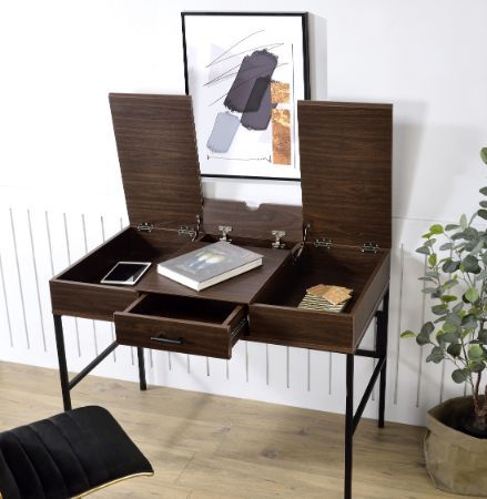 Verster - Desk - Oak & Black Finish - Funk Metal Works LLC