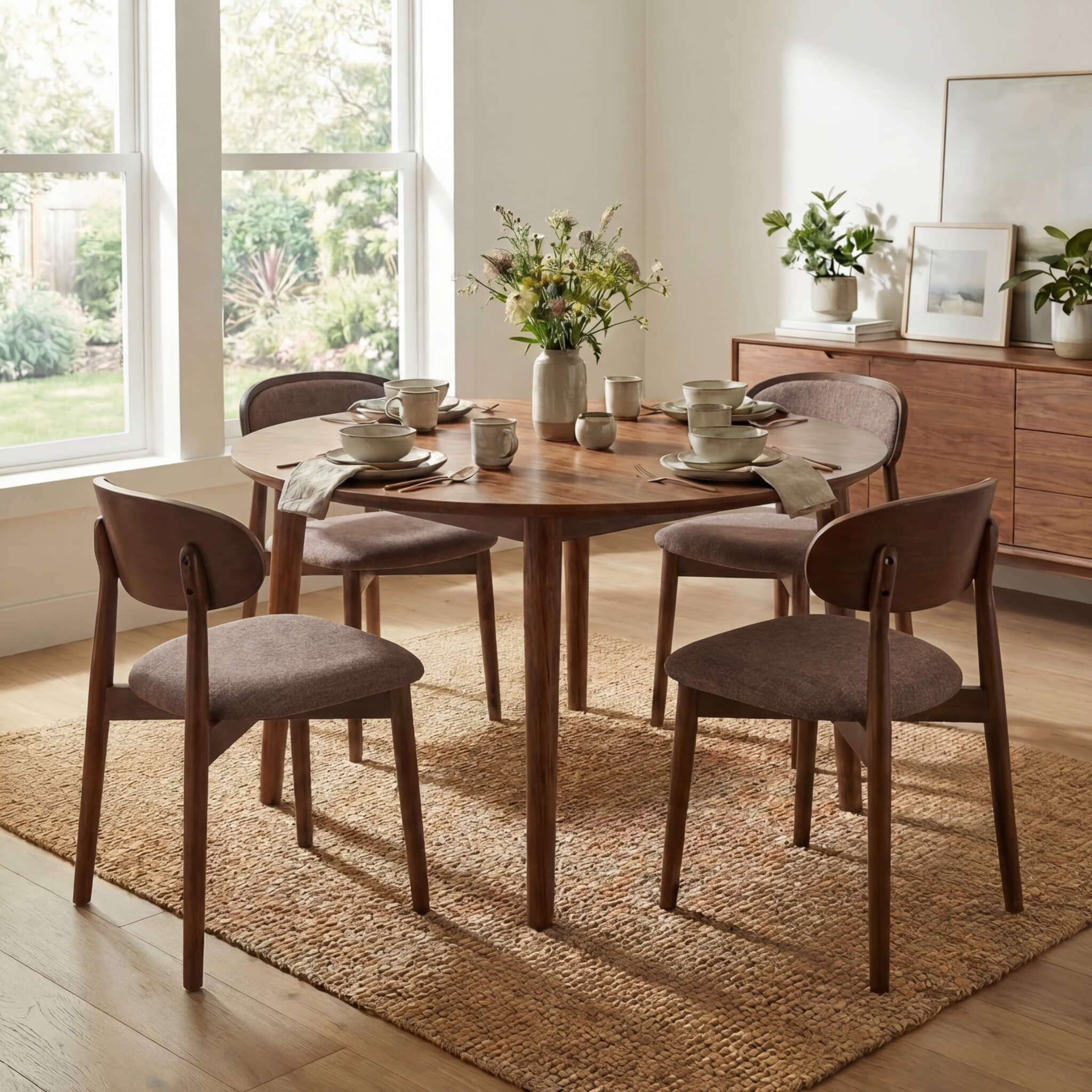 SEYNAR Set of 2/4/6 Mid-Century Modern Chenille Dining Chairs with Solid Wood Frame - Funk Metal Works LLC