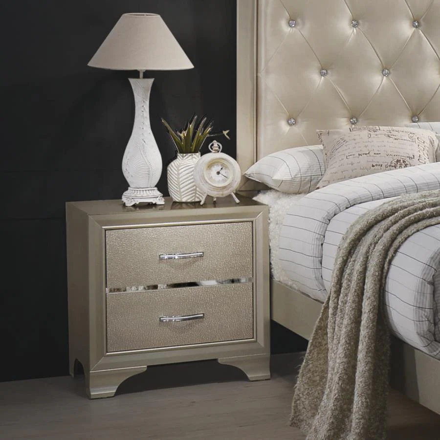 Beaumont - 2-Drawer Rectangular Nightstand - Beige - Funk Metal Works LLC