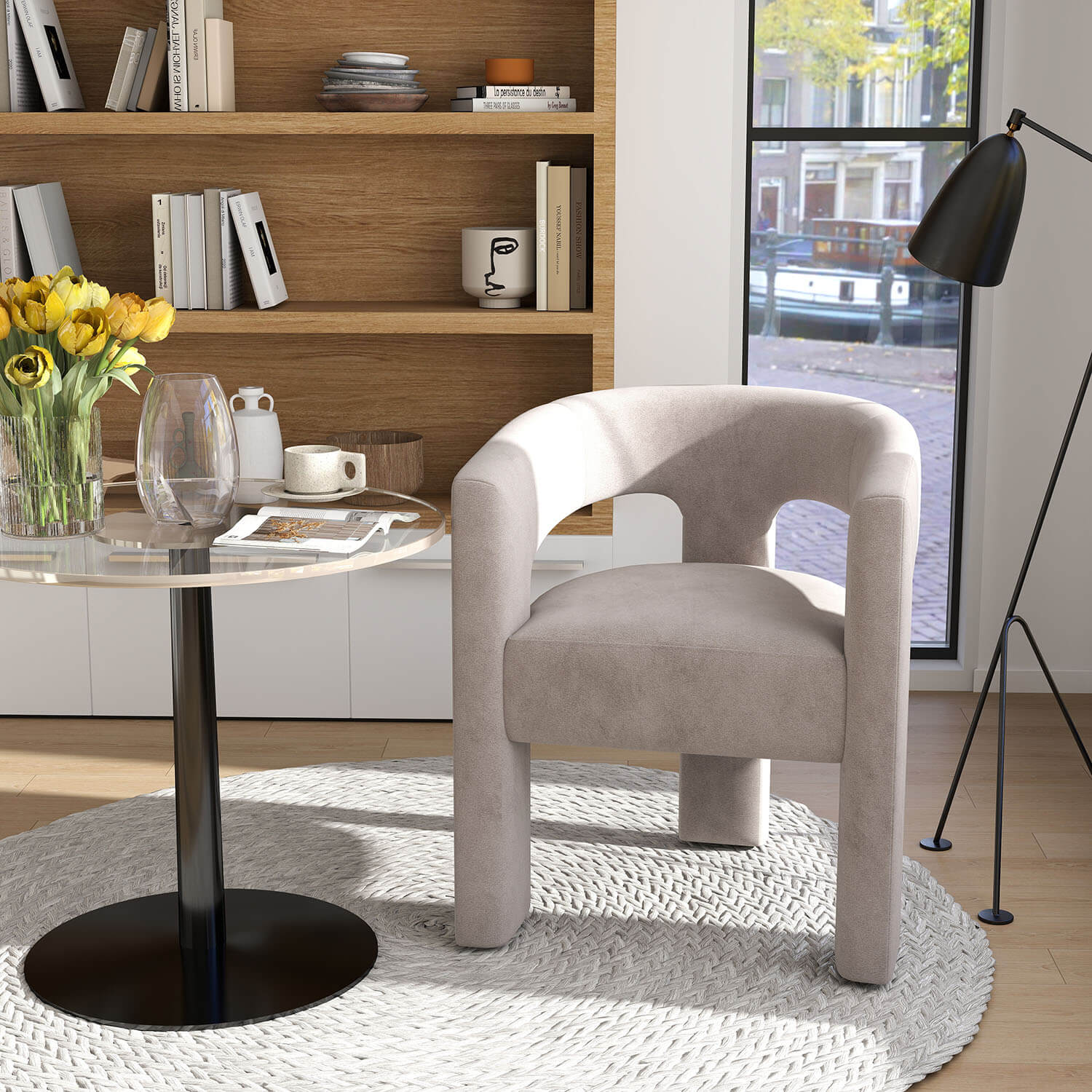 SEYNAR Modern Glam Velvet Upholstered Dining Chair, Open-Back Accent Chair - Funk Metal Works LLC