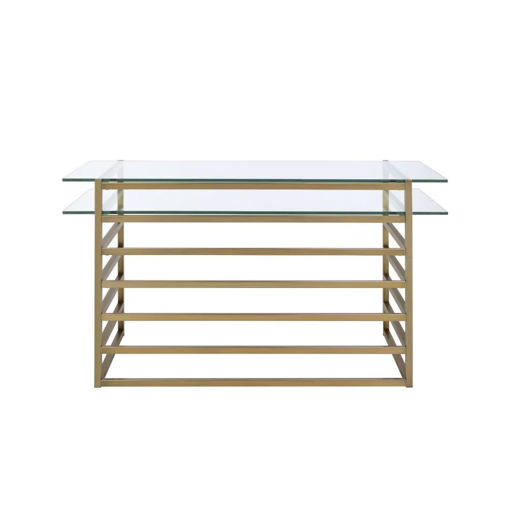 Shona - Desk - Antique Gold & Clear Glass - Funk Metal Works LLC