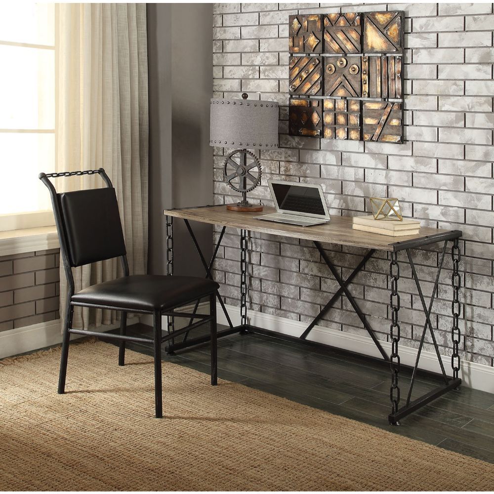 Jodie - Desk - Rustic Oak & Antique Black - Funk Metal Works LLC