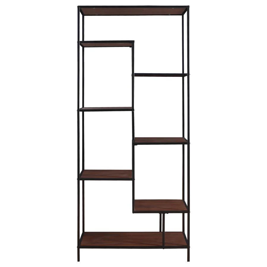Asher - 7-Shelf Bookcase - Walnut - Funk Metal Works LLC