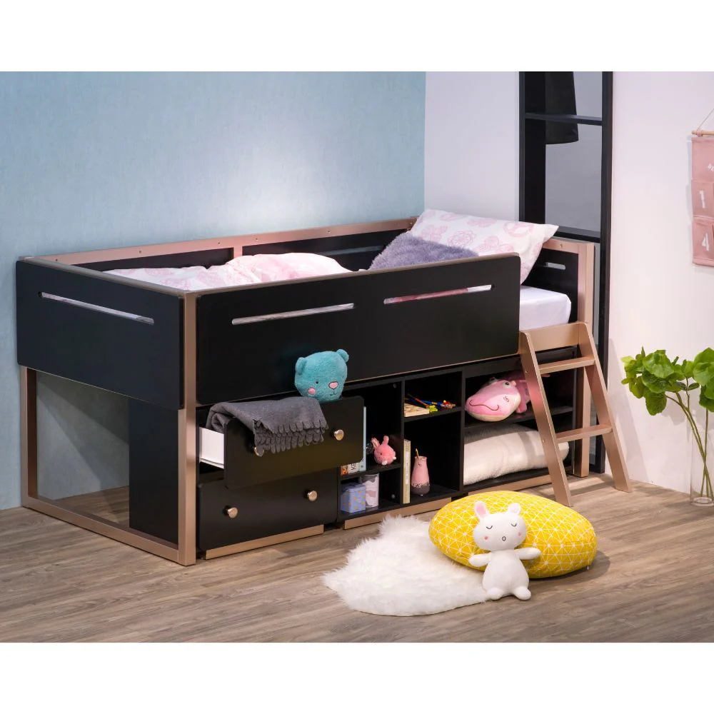 Prescott - Bookshelf - Black & Rose-Gold - 22