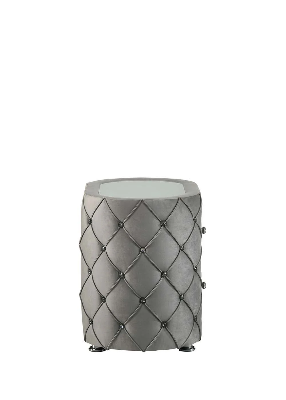 Perine - Nightstand - Gray Velvet - Funk Metal Works LLC